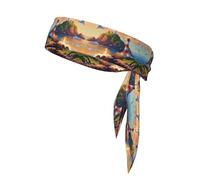 Seagull Beach Nautical Sunrise Sunset Seasides Headbands Head Tie Karate Sweatbands Adjustable Hair Wrap Bands for Kids Boys Tennis Basketball Running