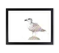 Seagull Bird In The Rainbow In Abstract Modern Art Framed Print | A4 Black Framed Wall Art | Ready to Hang | Abstract Animal Picture | Living Room Bedroom Lounge Office