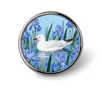 Seagull by Iris Flower Round Lapel Pins for Men Women Metal Button Pin Fashion Personalized Brooch Pins for Men Suits Cute Brooch Badge for Backpack Clothing Hat Bag Decoration