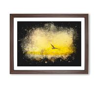 Seagull Flying Over The Beach Paint Splash Modern Art Framed Wall Art Print, Ready to Hang Picture for Living Room Bedroom Home Office Décor, Walnut A3 (46 x 34 cm)