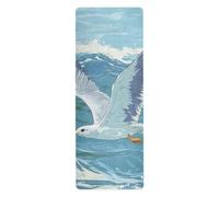 Seagull Flying over The Ocean portable yoga mat for floor workouts printed, non slip, yoga mat towel non slip with carrying bag tapete para ejercicio 71x26 inches