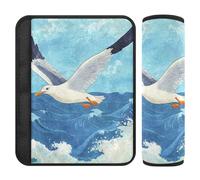 Seagull Flying Over The Ocean Waves seat Belt Strap,Release Stress to Your Neck and Shoulders,seat Belt Shoulder Pads for Adults for Truck Backpack Most Cars funda para cinturón de