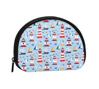 Seagull Lighthouse Anchor Print Coin Purse - Mini Coin Purses for Women, Cute Small Change Purse Coins Pouch