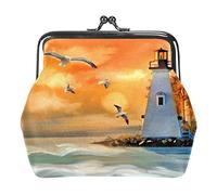 Seagull Lighthouse Ocean View Coin Purses Wallets Vintage Pouch Bags for Gift