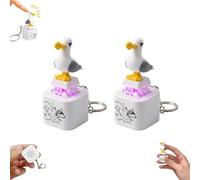 Seagull Mine Keychain, Keyboard Fidget Toy Keychain with Real Sound & LED Light, Portable Stress Relief Fidget Gadget, Funny Interactive Gift for Friends & Family (2PCS)