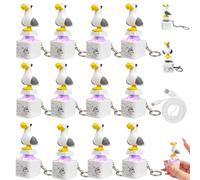 Seagull Mine Sound Button Keychain, Mine Seagull Keyring, Rechargeable Fidget Clicker with Real Sound and LED Light, Funny Interactive Desk Stress Relief Fidget Toy Gifts for Adults，12pcs