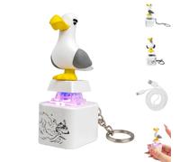 Seagull Mine Sound Button Keychain, Mine Seagull Keyring, Rechargeable Fidget Clicker with Real Sound and LED Light, Funny Interactive Desk Stress Relief Fidget Toy Gifts for Adults，1pc