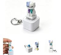 Seagull Mine Sound Button Keychain, Rechargeable Mine Seagull Keyring Fidget Clicker with Real Sound and LED Light, Funny Interactive Desk Stress Relief Fidget Toy Gifts for Adults (1PCS Cat)