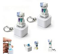 Seagull Mine Sound Button Keychain, Rechargeable Mine Seagull Keyring Fidget Clicker with Real Sound and LED Light, Funny Interactive Desk Stress Relief Fidget Toy Gifts for Adults (2PCS Cat)
