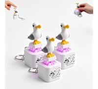 Seagull Mine Sound Button Keychain, Rechargeable Seagull Mine Keyring Fidget Clicker with Real Sound and LED Light, Funny Interactive Desk Stress Relief Fidget Toy Gifts for Adults (3PCS)