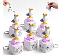 Seagull Mine Sound Button Keychain, Rechargeable Seagull Mine Keyring Fidget Clicker with Real Sound and LED Light, Funny Interactive Desk Stress Relief Fidget Toy Gifts for Adults (6PCS)