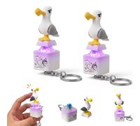 Seagull Mine Sound Button Keychain, Rechargeable Seagull Mine Keyring Fidget Clicker with Real Sound and LED Light, Funny Interactive Desk Stress Relief Fidget Toy Gifts for Adults (2PCS)