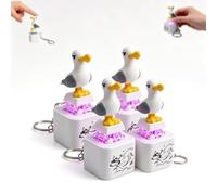 Seagull Mine Sound Button Keychain, Rechargeable Seagull Mine Keyring Fidget Clicker with Real Sound and LED Light, Funny Interactive Desk Stress Relief Fidget Toy Gifts for Adults (4PCS)