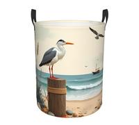Seagull On Beach Laundry Basket Hamper Kids Storage Basket Toy Organizer Bin For Bedroom, Bathroom, College Dorms, Boys And Girls