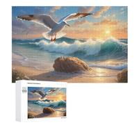 Seagull Puzzles 1000 Pieces Wooden Jigsaw Puzzle for Adults Brain Exercise Challenge Game Gift for Kids Children Jigsaws （75×50cm）