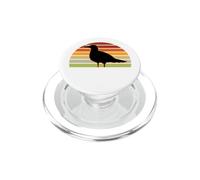 Seagull Silhouette Retro Striped Sunset Coastal Bird PopSockets PopGrip for MagSafe
