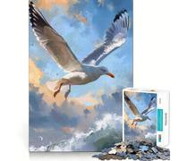 Seagull Soaring over Ocean Waves Jigsaws 1000 Pieces for Adults Cognitive Toy Together Fun Image Assembly Art Collection Piece (50x75cm)