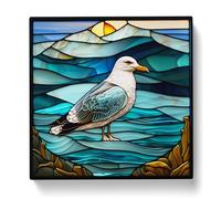 Seagull Stained Glass Effect Canvas Print | Gallery Wrapped 30mm Frame Wall Art | 20x20 inches | Ready to Hang | Modern Bird Picture | Living Room Bedroom Lounge Office