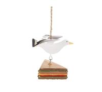 Seagull Stealing Sandwich Hanging Ornament - Handcrafted Metal Decoration - by Shoeless Joe