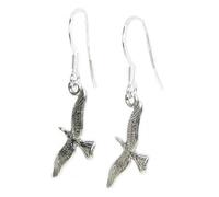 Seagull sterling silver earrings .925 x 1 pair gulls Sea Gull bird & birds drops