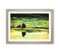 Seagull Upon The Beach Painting Framed Print | A2 Oak Framed Wall Art | Ready to Hang | Modern Animal Picture | Living Room Bedroom Lounge Office