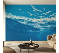 Seagull Wallpaper for Living Room, Coastal Nautical Wall Mural for Bedroom 300x210 cm, Non-Woven Photo Wallpaper, Home Decor D&O192