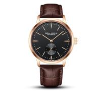 Seagull Watch Small Second Hand Mens Watch Automatic Men's Wristwatch Leather Strap 6075 (Black Dial/Golden Bezel)