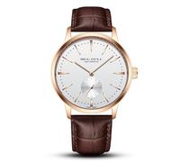 Seagull Watch Small Second Hand Mens Watch Automatic Men's Wristwatch Leather Strap 6075 (White Dial/Golden Bezel)