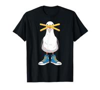 Seagull Wearing Sneakers with Fries Funny Bird T-Shirt
