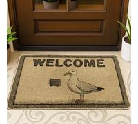 Seagull Welcome Doormat, Beige Bird Door Mat for Outdoor & Indoor Entryway Beach Decor, Non-Slip Absorbent Front Mats, Easy Clean 29x17 Inch