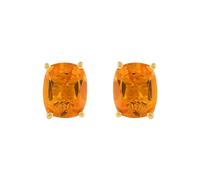 SeagullIN Women's 8x10 Cushion Princess Cut Gemstone 18k Gold Plated Yellow Citrine Gemstone Stud Earrings - Birthstone Stud for Her