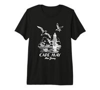 Seagulls and Lighthouse Cape May New Jersey Landscape Retro Premium T-Shirt