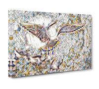 Seagulls Birds Modern BG Canvas Wall Art Print Ready to Hang, Framed Picture for Living Room Bedroom Home Office Décor, 24x16 Inch (60x40 cm)