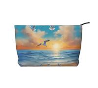 Seagulls by The sea Corduroy Makeup Bag with A Sturdy Lining for Travel and Daily Use