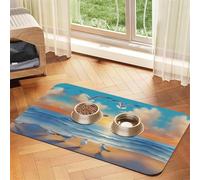 seagulls by the sea Pet Absorbent Leather Non-Slip Feeding Mat 30x45cm, Quick Drying, Waterproof, Washable Bowl Mat