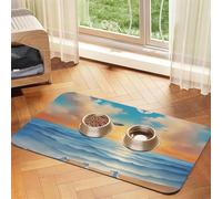seagulls by the sea Pet Water Absorbent Faux Leather Feeding Mat 40x60cm Non Slip Durable Mat for Cat and Dog Bowls