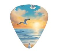 seagulls by the sea Printed guitar picks, 12 pieces in 3 different thicknesses, suitable for acoustic guitar, electric guitar and band players