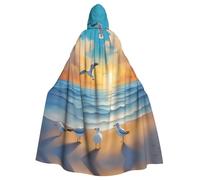seagulls by the seaHalloween printed hooded cape adult party robe masquerade and role play. Carnival wizard cape
