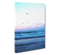 Seagulls Flying High Canvas Print | Gallery Wrapped 30mm Frame Wall Art | 30x20 inches | Ready to Hang | Modern Bird Picture | Living Room Bedroom Lounge Office