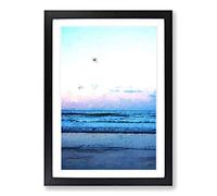 Seagulls Flying High in Abstract Framed Print | A2 Black Framed Wall Art | Ready to Hang | Abstract Animal Picture | Living Room Bedroom Lounge Office