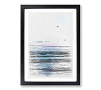 Seagulls Flying High Sketch Framed Print | A2 Black Framed Wall Art | Ready to Hang | Modern Animal Picture | Living Room Bedroom Lounge Office