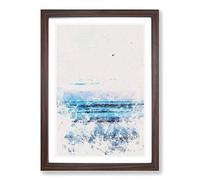 Seagulls Flying High Watercolour Framed Print | A2 Walnut Framed Wall Art | Ready to Hang | Modern Animal Picture | Living Room Bedroom Lounge Office