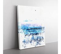Seagulls Flying High Watercolour Modern Canvas Wall Art Print Ready to Hang, Framed Picture for Living Room Bedroom Home Office Décor, 76x50 cm (30x20 Inch)