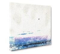 Seagulls Flying High Watercolour Modern Canvas Wall Art Print Ready to Hang, Framed Picture for Living Room Bedroom Home Office Décor, 20x20 Inch (50x50 cm)