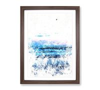 Seagulls Flying High Watercolour Modern Framed Print | A2 Walnut Framed Wall Art | Ready to Hang | Modern Animal Picture | Living Room Bedroom Lounge Office