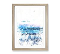Seagulls Flying High Watercolour Modern Framed Print | A4 Oak Framed Wall Art | Ready to Hang | Modern Animal Picture | Living Room Bedroom Lounge Office