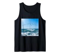 Seagulls Flying Ocean Waves Coastal Sky Scene Tank Top
