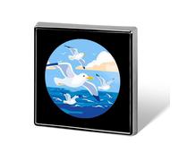 Seagulls Flying Over Sea Square Enamel Brooch Pin Button Badges Decoration Hat Clothing Bag Accessories Gift Crafts
