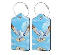 Seagulls in Flight Business Travel PU Leather Label Suitable for Handbags/Backpacks/Luggage, Black, 4 pcs