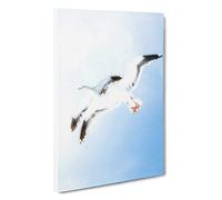 Seagulls in Flight Canvas Print | Gallery Wrapped 30mm Frame Wall Art | 30x20 inches | Ready to Hang | Abstract Bird Picture | Living Room Bedroom Lounge Office
